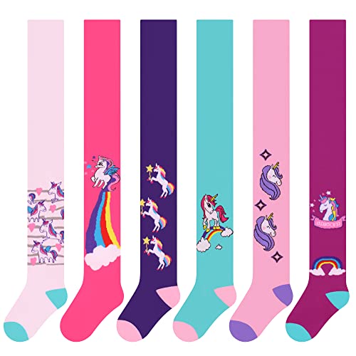 L&K-II 6er Pack Kinder Strumpfhose Mädchen Strumpfhose für Mädchen mit Einhorn Mustern und Farben in Set 2730 98-104 von L&K-II