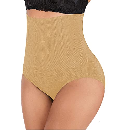 L&K-II Bauchweg Unterhose Damen Shapewear Miederhose Hohe Taille Miederslips Body Shaper Figurformende Unterwäsche Beige M/L von L&K-II