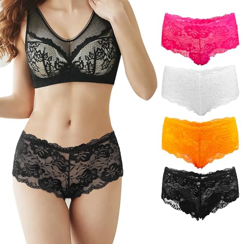 L&K-II Damen Hipster Panty Unterwäsche aus Spitze Brazilian Slip 3409 4er Pack UN1 40/L von L&K-II