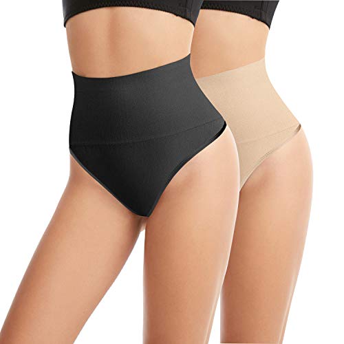 L&K-II Damen Nahtlos Mieder String Bauchweg VDU3601 Schwarz+Hautfarben 2XL/3XL von L&K-II