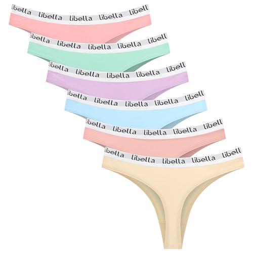 L&K-II Damen Tanga Strings aus Baumwolle Atmungsaktive Unterwäsche 6er Pack 3207 Neonfarbe L von L&K-II