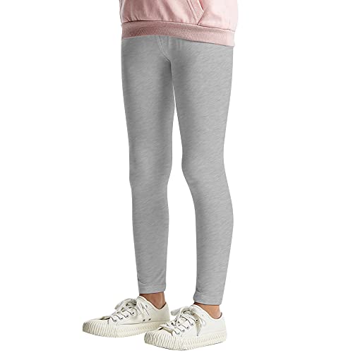 L&K-II Kinder Leggings Basic Uni Farbe Mädchen Tanzhose Baby Leggins Fitness Hose Baumwolle 2708 Grau-128 von L&K-II