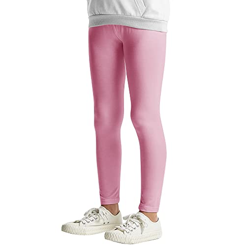 L&K-II Kinder Leggings Basic Uni Farbe Mädchen Tanzhose Baby Leggins Fitness Hose Baumwolle 2708 Pink-152 von L&K-II