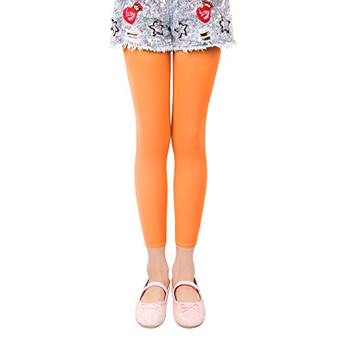 L&K-II 3/4 Kinder Mädchen Sommer Strumpfhose ohne Füße Ballett Strumpfhose Tanzstrumpfhose 40 Den Blickdichte Mikrofaser Farbig 27252 Orange 122/128 von L&K-II