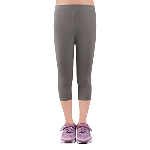 L&K-II Kinder Mädchen Leggings 3/4 Mädchen Hose Capri-Hose aus Baumwolle Schulkleidung 110 2723 Grau von L&K-II