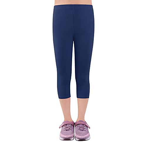 L&K-II Kinder Mädchen Leggings 3/4 Mädchen Hose Capri-Hose aus Baumwolle Schulkleidung 116 2723 Dunkelblau von L&K-II