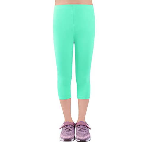 L&K-II Kinder Mädchen Leggings 3/4 Mädchen Hose Capri-Hose aus Baumwolle Schulkleidung 116 2723 Grün von L&K-II