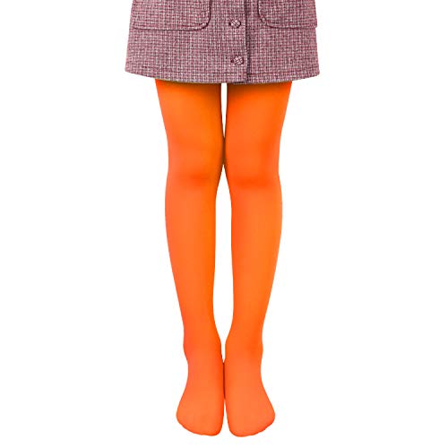 L&K-II Mädchen Ballett Strumpfhose Tanzstrumpfhose mit Fuß 80 DEN Blickdicht Mikrofaser Farbig 27251 Orange 98/104 von L&K-II