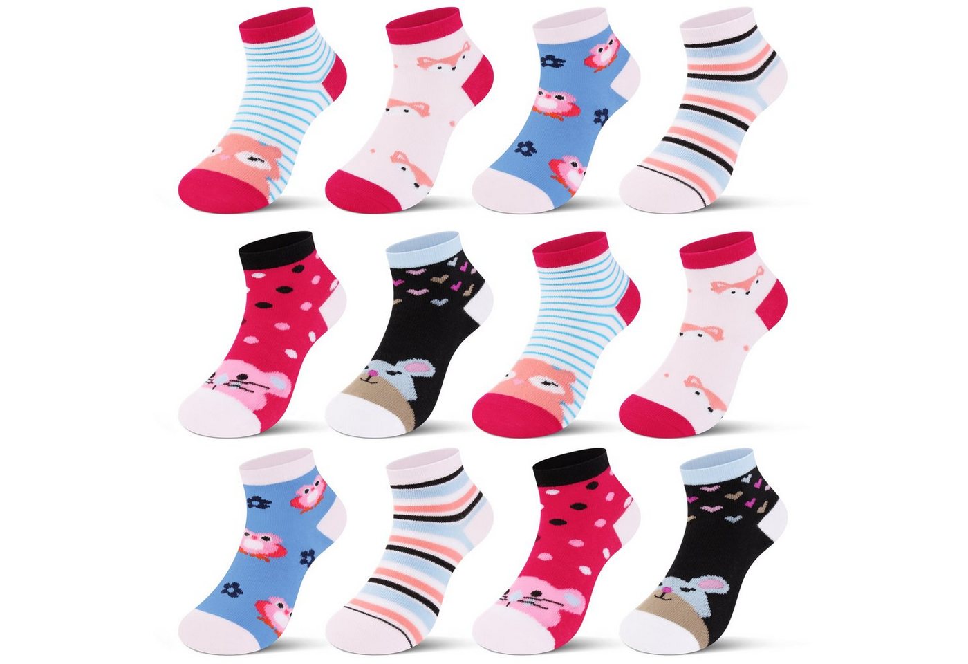 L&K-II Kurzsocken 2118-2810 (Beutel, 10/12-Paar) Socken Mädchen aus Baumwolle von L&K-II