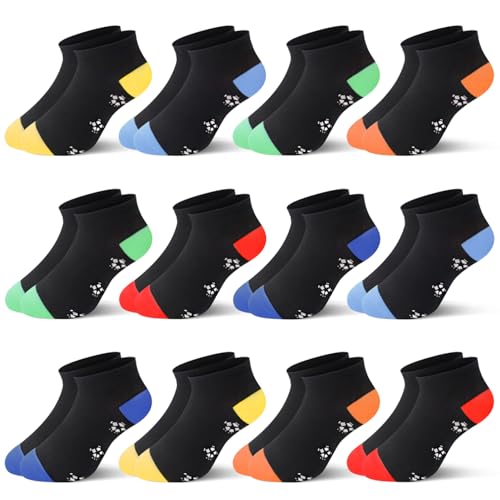 L&K-II L&K Kindersocken Jungen Knöchelsocken Sneakersocken Sportsocken Laufsocken Freizeitsocken Füßlinge Fußball Motiv 12er Pack Baumwolle 2893 27/30 von L&K-II