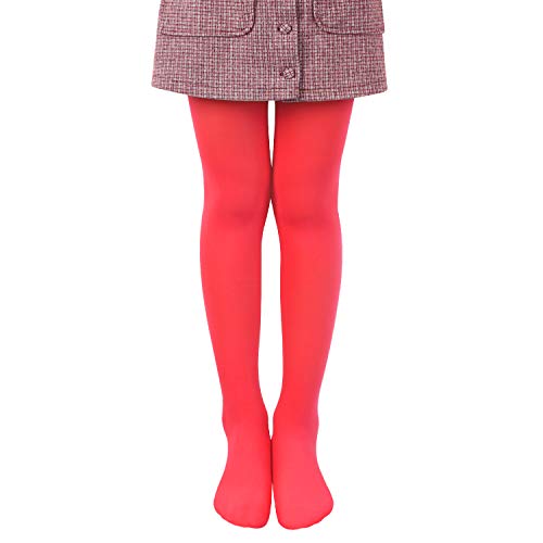 L&K-II Mädchen Ballett Strumpfhose Tanzstrumpfhose mit Fuß 80 DEN Blickdicht Mikrofaser Farbig 27251 Lachsrot 146/152 von L&K-II