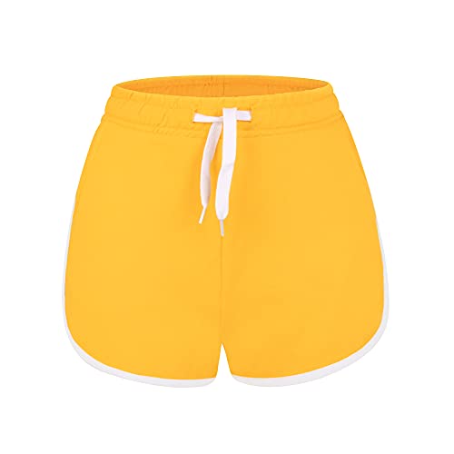 L&K-II Mädchen Shorts Uni-Farben Sportshorts Kinder Baby Kurze Hose Baumwolle 4515 Gelb 164 von L&K-II