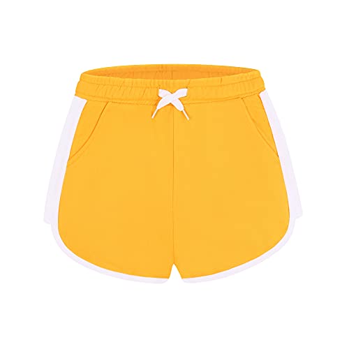 L&K-II Mädchen Shorts Uni-Farben Sportshorts Kinder Baby Kurze Hose Baumwolle 4516 Gelb 134 von L&K-II