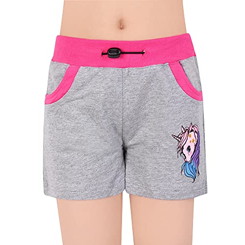 L&K-II Mädchen Shorts mit Einhorn Muster Kinder Baby Kurze Hose Baumwolle 2709 Grau 116 von L&K-II