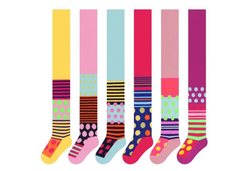 L&K-II Strickstrumpfhose 2728 (6er-Packung) aus Baumwolle mit hübschen Farben und Muster von L&K-II