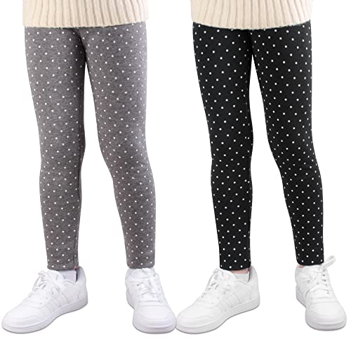 L&K-II Thermo Leggings Mädchen Winter Leggings Mädchen gefütterte Leggings mit Punkemustern Baumwolle 4603BL+GE-122/128 von L&K-II