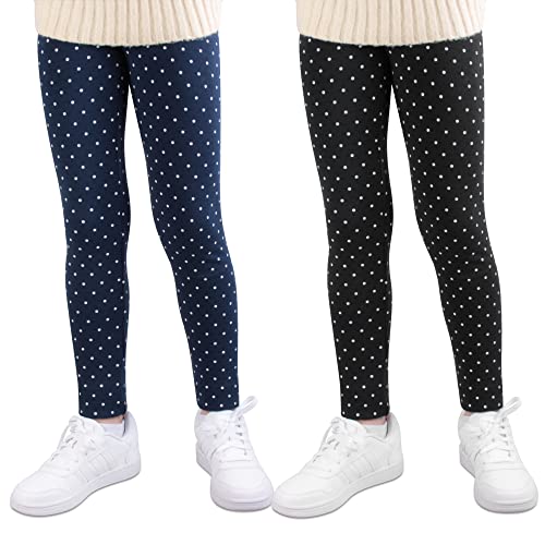 L&K-II Thermo Leggings Mädchen Winter Leggings Mädchen gefütterte Leggings mit Punkemustern Baumwolle 4603BL+MBU-98/104 von L&K-II