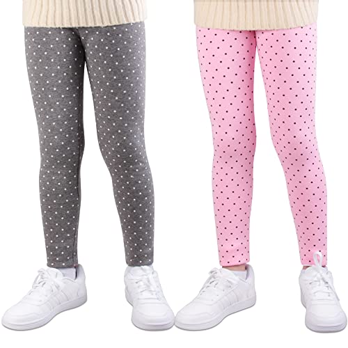 L&K-II Thermo Leggings Mädchen Winter Leggings Mädchen gefütterte Leggings mit Punkemustern Baumwolle 4603GE+PI-110/116 von L&K-II