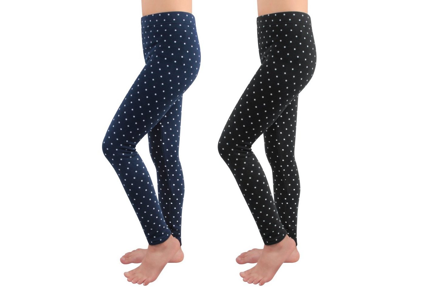 L&K-II Thermoleggings 4603 (1/2/3er-Pack, 2-tlg., 2er-Pack) gefütterte Winter Leggings Mädchen mit Punktmuster von L&K-II