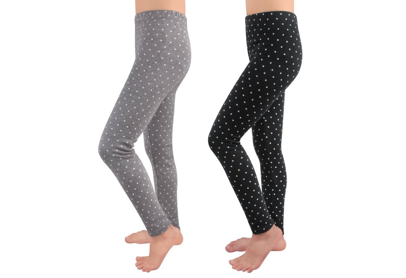 L&K-II Thermoleggings 4603 (1/2/3er-Pack, 2-tlg., 2er-Pack) gefütterte Winter Leggings Mädchen mit Punktmuster von L&K-II