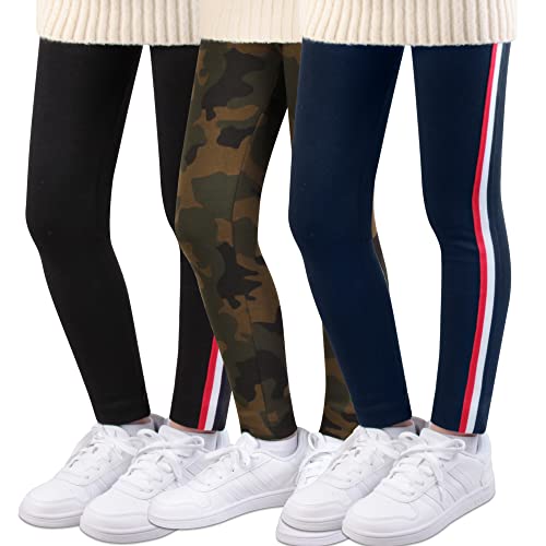 L&K-II Thermoleggings Mädchen Winter Leggings Mädchen gefütterte Leggings mit Camouflagen Streifen Mustern Baumwolle 4605A+B+C-122/128 von L&K-II