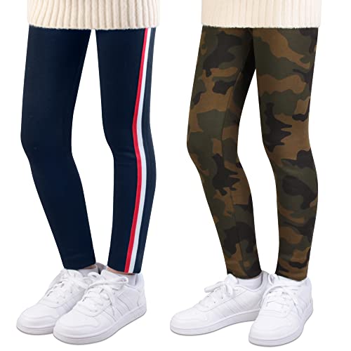 L&K-II Thermoleggings Mädchen Winter Leggings Mädchen gefütterte Leggings mit Camouflagen Streifen Mustern Baumwolle 4605A+C-110/116 von L&K-II