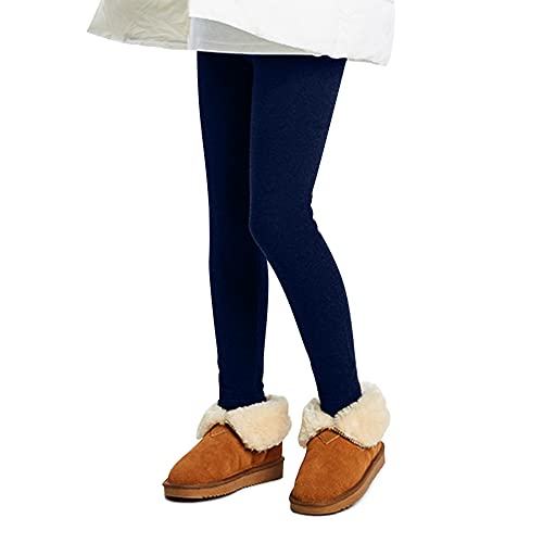 L&K-II Thermoleggings Mädchen Winter Leggings für Kinder Dicke Baumwolle mit Fleece gefütterte Kinder Hose 4610 Marineblau 110-116 von L&K-II