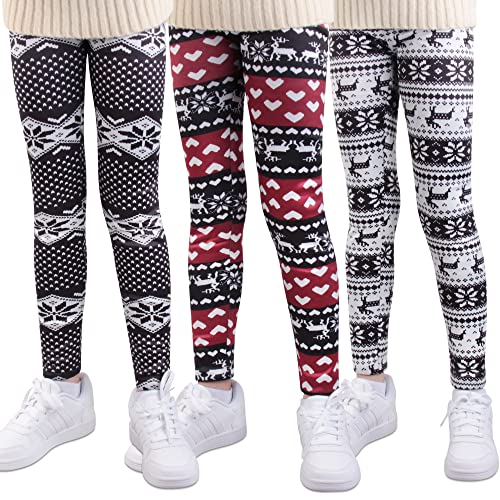 L&K-II Thermoleggings Mädchen Winterleggings Mädchen gefütterte Leggings mit Weihnachtsmotiven 4604A+B+D-122/128 von L&K-II