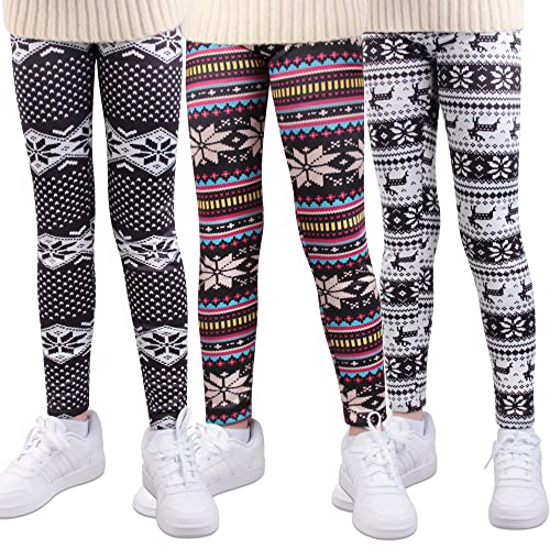 L&K-II Thermoleggings Mädchen Winterleggings Mädchen gefütterte Leggings mit Weihnachtsmotiven 4604A+B+E-122/128 von L&K-II