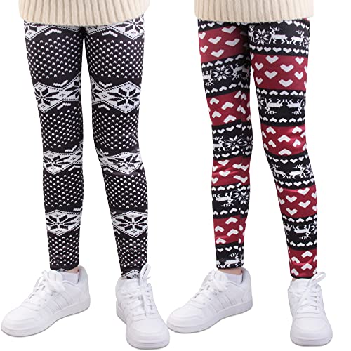 L&K-II Thermoleggings Mädchen Winterleggings Mädchen gefütterte Leggings mit Weihnachtsmotiven 4604A+D-98/104 von L&K-II