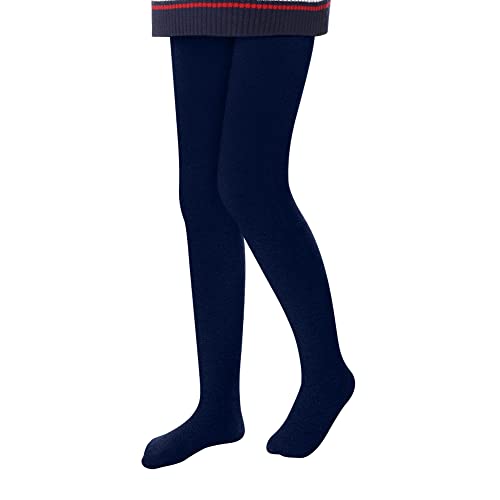 L&K-II Thermostrumpfhose Mädchen Kinderstrumpfhose mit Innenfutter Winter warm blickdichte Kuschel seamless Treggings hoch Bund Tight 4611 Marineblau 122-128 von L&K-II
