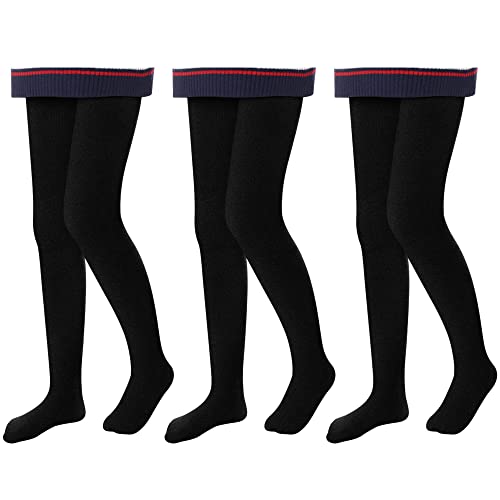L&K-II Thermostrumpfhose Mädchen Kinderstrumpfhose mit Innenfutter Winter warm blickdichte Kuschel seamless Treggings hoch Bund Tight 4611 Schwarz*3 110-116 von L&K-II
