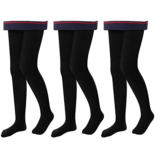 L&K-II Thermostrumpfhose Mädchen Kinderstrumpfhose mit Innenfutter Winter warm blickdichte Kuschel seamless Treggings hoch Bund Tight 4611 Schwarz*3 134-140 von L&K-II