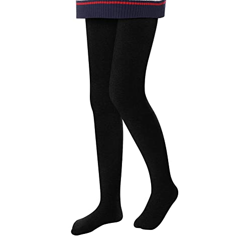 L&K-II Thermostrumpfhose Mädchen Kinderstrumpfhose mit Innenfutter Winter warm blickdichte Kuschel seamless Treggings hoch Bund Tight 4611 Schwarz 110-116 von L&K-II