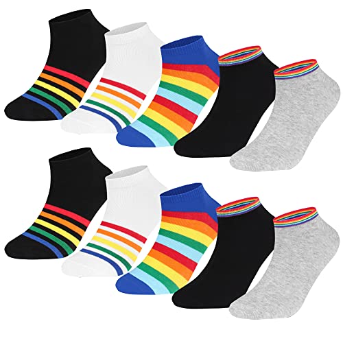 L&K 10 Paar Herren Sneaker Sport Socken Regenbogen Füßlinge aus Baumwolle antibakteriell 2150 39-42 von L&K