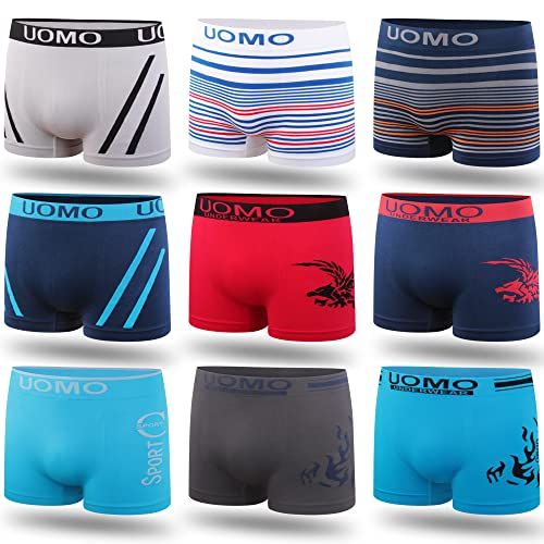 L&K 10er Pack Herren Boxershorts Pack Unterwäsche Microfaser Retroshorts Mehrfabrig Gemischt Muster 1202-UN S/M von L&K