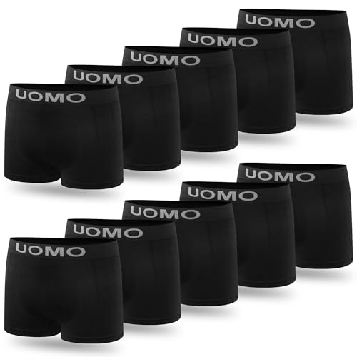L&K 10er Pack Herren Boxershorts Unterwäsche Microfaser Schwarz 1214 BL S/M von L&K