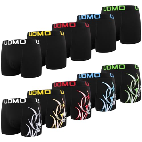 L&K 10er Pack Herren Boxershorts aus Baumwolle mit Vorteilspack- Größen M-5XL-Schwarz Mehrfarbig Kombi-Bequeme Passform ohne kratzenden Zettel 1116-K XL von L&K