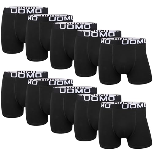 L&K 10er Pack Herren Retroshorts Boxershorts Baumwolle Schwarz Mehrfarbig Unterhose 1116BL 3XL von L&K
