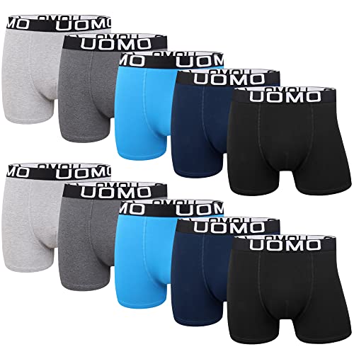 L&K 10er Pack Herren Retroshorts Boxershorts Baumwolle Schwarz Mehrfarbig Unterhose 1116UN 5XL von L&K