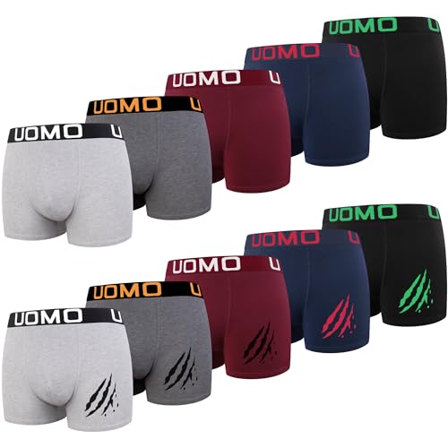 L&K 10er Pack Herren Retroshorts Boxershorts Baumwolle klassischen Unifarben Unterhose Mehrfarbig 1116 D 2XL von L&K