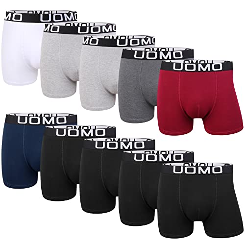 L&K 10er Pack Herren Retroshorts Boxershorts Baumwolle klassischen Unifarben Unterhose Mehrfarbig 1116 E 3XL von L&K