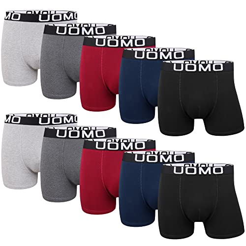 L&K 10er Pack Herren Retroshorts Boxershorts Baumwolle klassischen Unifarben Unterhose Mehrfarbig 1116 F 4XL von L&K