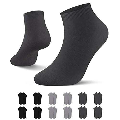 L&K 12 Paar Herren/Damen Sneaker-Socken Uni Farbe Füßlinge schwarz/grau 39/42 2301GE von L&K