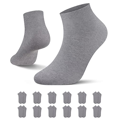 L&K 12 Paar Herren/Damen Sneaker-Socken Uni Farbe Füßlinge Grau 39/42 2301NGE von L&K