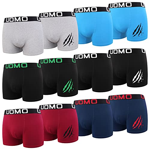 L&K 12er Pack Boxershorts Men Herren Retroshorts Baumwolle klassischen Unifarben Unterhose 1119 D 4XL von L&K