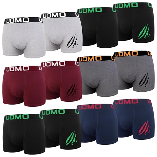 L&K 12er Pack Boxershorts Men Herren Retroshorts Baumwolle klassischen Unifarben Unterhose 1119 D 4XL von L&K