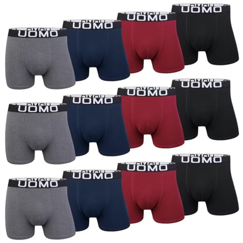 L&K 12er Pack Boxershorts Men Herren Retroshorts Baumwolle klassischen Unifarben Unterhose 1119 WE XL von L&K