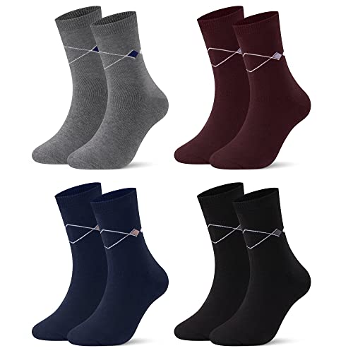 L&K 4 Paar Herren Thermo Socken Frotteesohle Wintersocken Wintersport Schottenmuster Freizeit weiche Baumwolle Wollsocken 2207 40-44 von L&K