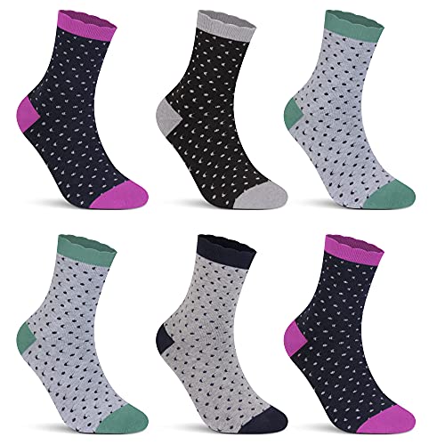 L&K 6 Paar Damensocken Winter Socken Damen Sportsocken Thermoscoken Vollfrottee Baumwolle Socken mit Innenfrottee Bunte Gemütlich und Atmungsaktiv 2234 39 42 von L&K